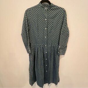 Ann Mashburn Geometrical Long Sleeve Button Down Dress Size M Cottagecore Peasan